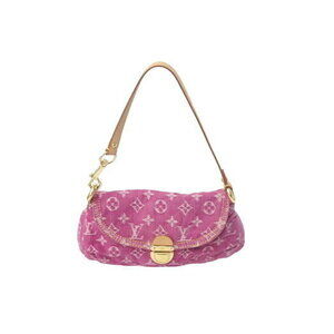 Louis Vuitton Pleaty Fuchsia Pink One Shoulder Bag Monogram Denim Pink